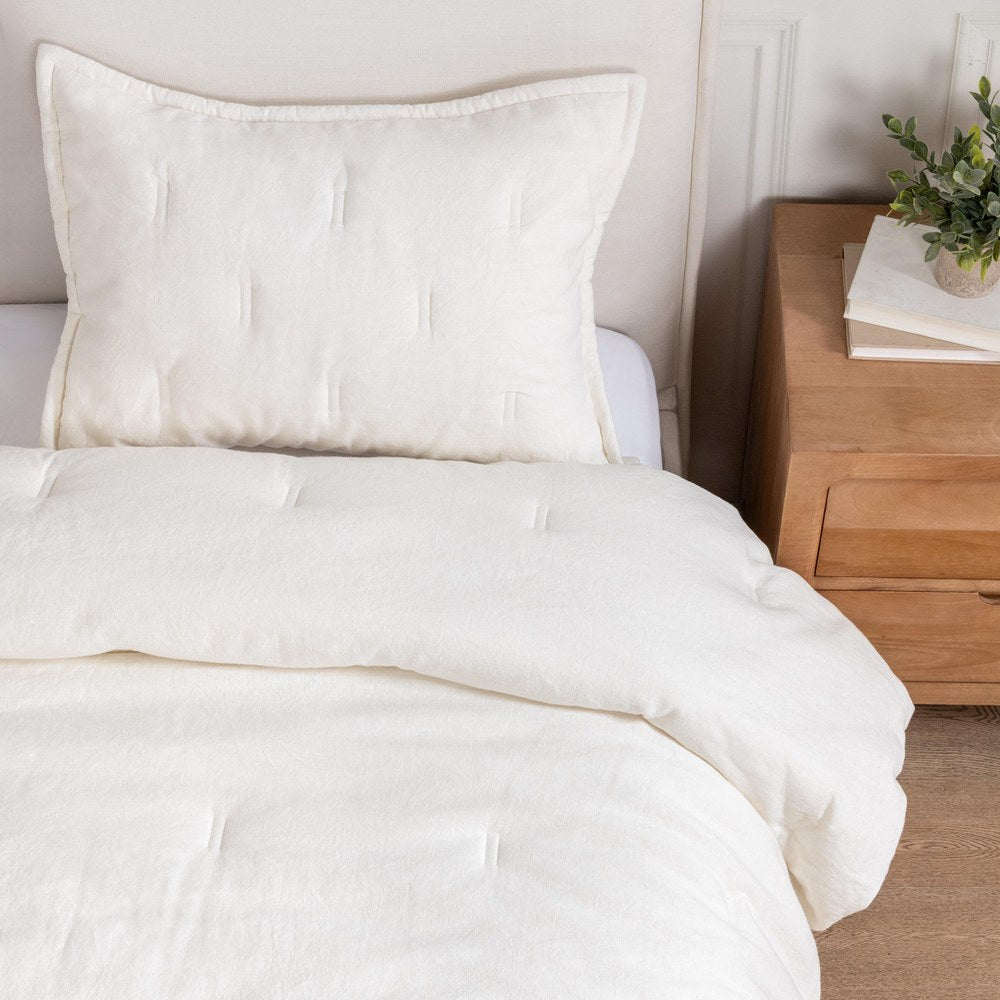Villa by Classic Home - Talia 2-Piece Twin Comforter Set - White - BEDC005T view 2