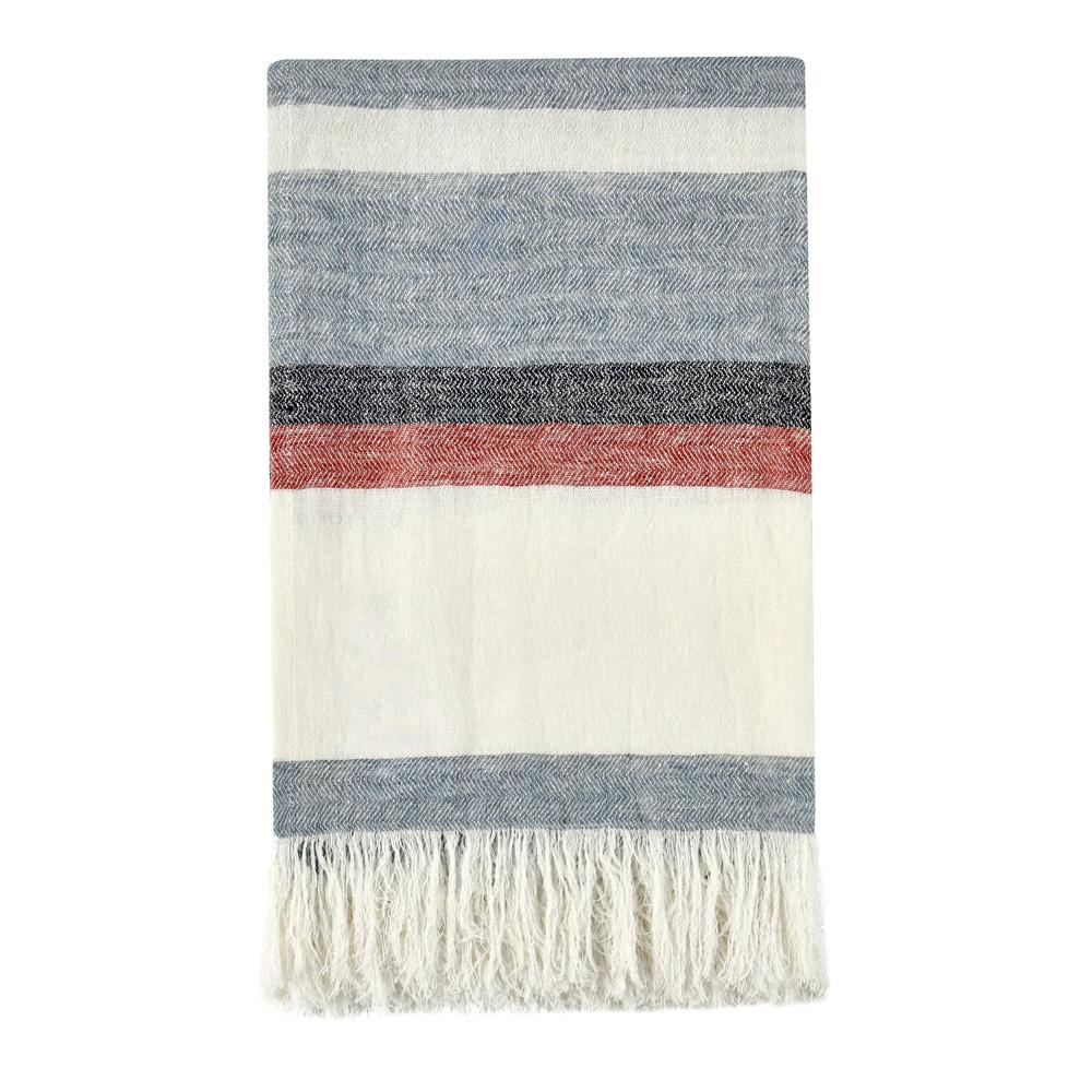 Villa by Classic Home - Taylor 100% Belgian Linen Green Multicolor 50inX70in Throw Blanket Blanket - 50W - Multicolor - V290140 veiw 1