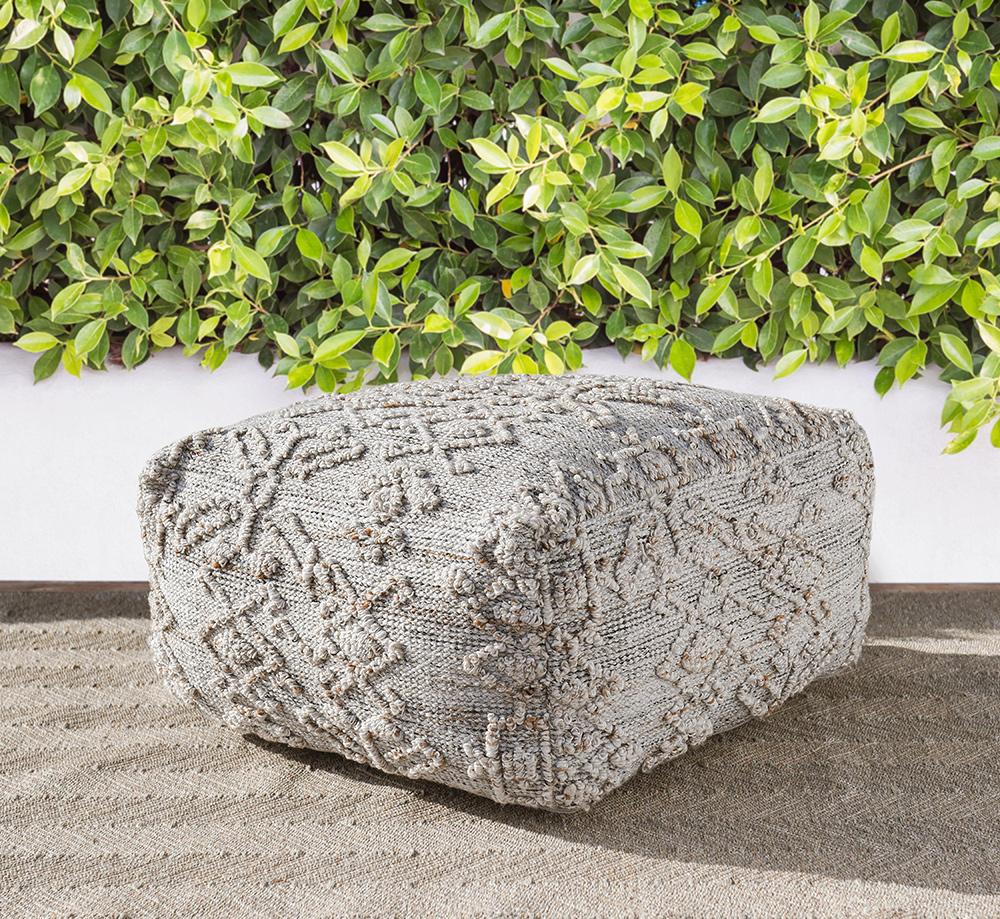 Villa by Classic Home - Tundra Linen Blend Fabric Pouf - Multicolor - VP10031 veiw 4