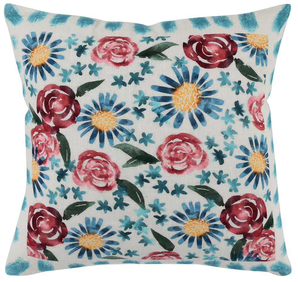 Villa by Classic Home - Verdant 18x18 Cotton Fabric Floral Throw Pillow - Multicolor - VE550013 veiw 1