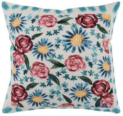 Villa by Classic Home - Verdant 18x18 Cotton Fabric Floral Throw Pillow - Multicolor - VE550013 veiw 1