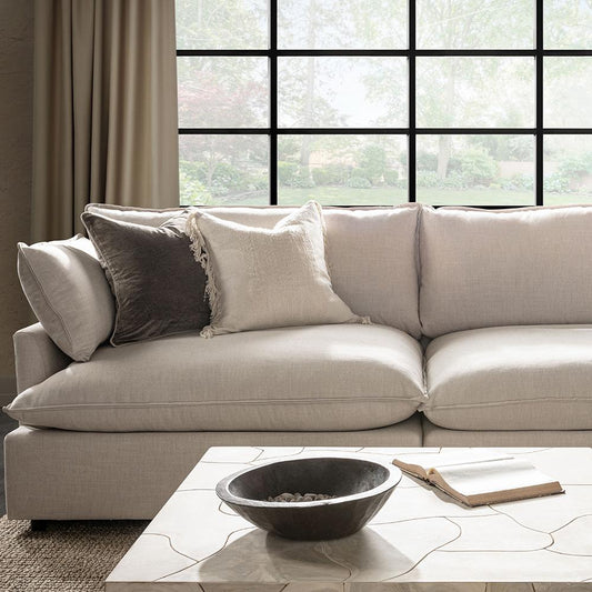 Villa by Classic Home - Volta 22x22 Linen Blend Fabric Throw Pillow - Ivory - V310037 veiw 2