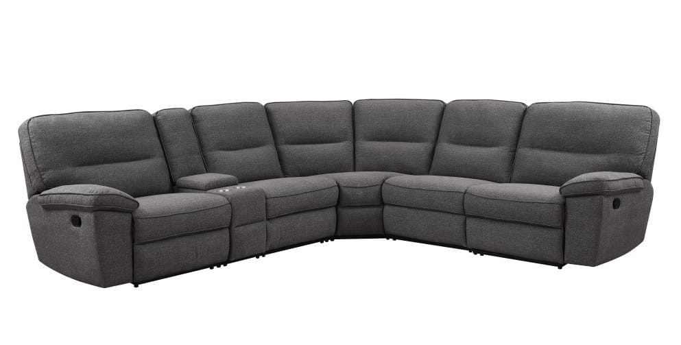 Wallace & Bay - Arnold Slate Gray 6Pc Modular Reclining Sectional Set with Console Storage, Cup Holders, And Tufted Back - U510475 veiw 1