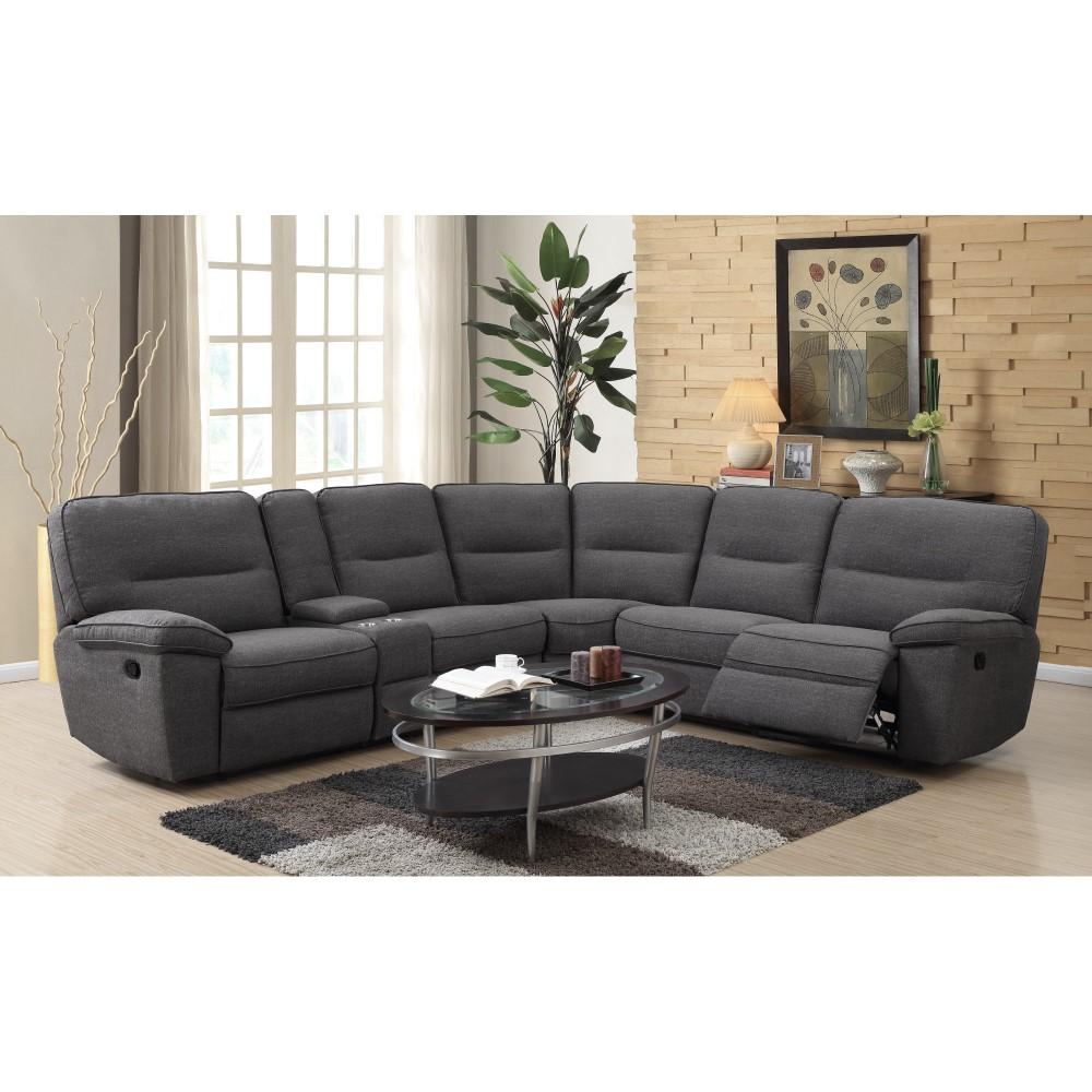 Wallace & Bay - Arnold Slate Gray 6Pc Modular Reclining Sectional Set with Console Storage, Cup Holders, And Tufted Back - U510475 veiw 2