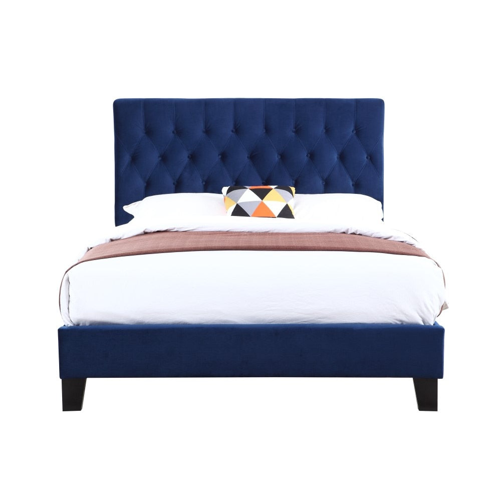 Wallace & Bay - Bates Cobalt Velvet Cal King Upholstered Bed with Tufted, Padded Headboard, And Platform-Style Base - B510027 veiw 5