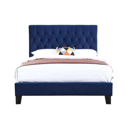 Wallace & Bay - Bates Cobalt Velvet Cal King Upholstered Bed with Tufted, Padded Headboard, And Platform-Style Base - B510027 veiw 5