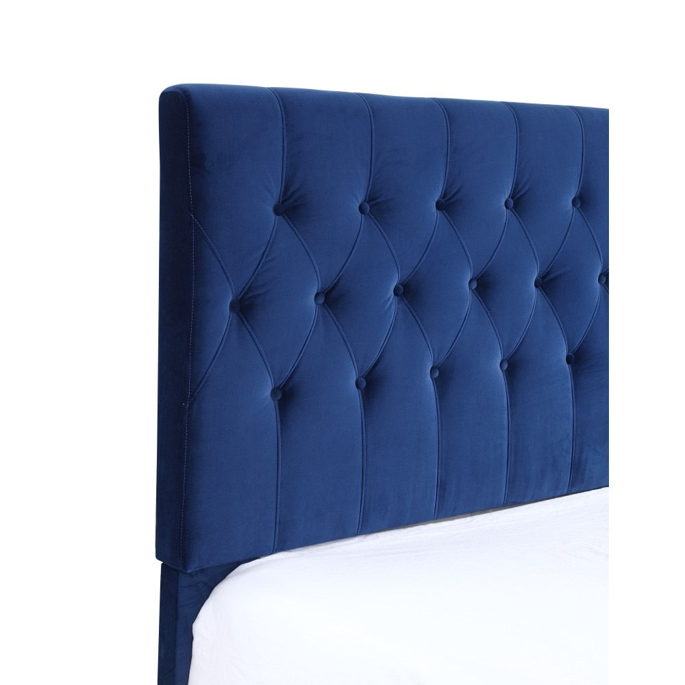 Wallace & Bay - Bates Cobalt Velvet Queen Upholstered Bed with Tufted, Padded Headboard, And Platform-Style Base - B510024 veiw 3