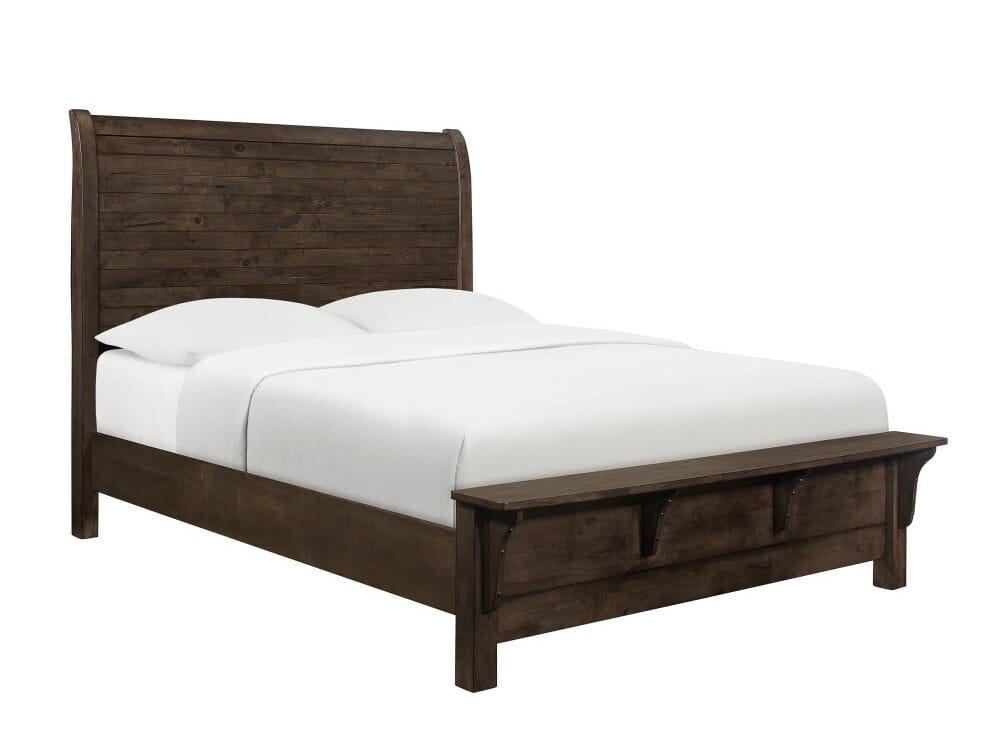 Wallace & Bay - Bonilla Gray Brown King Bed with Curved Plank Headboard And Built-In Bench Footboard - B510079 veiw 1