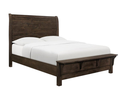 Wallace & Bay - Bonilla Gray Brown King Bed with Curved Plank Headboard And Built-In Bench Footboard - B510079 veiw 1