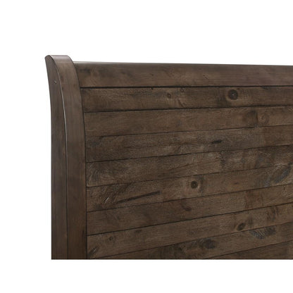 Wallace & Bay - Bonilla Gray Brown Queen Bed with Curved Plank Headboard And Built-In Bench Footboard - B510078 veiw 3