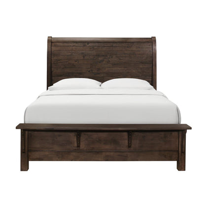 Wallace & Bay - Bonilla Gray Brown Queen Bed with Curved Plank Headboard And Built-In Bench Footboard - B510078 veiw 5