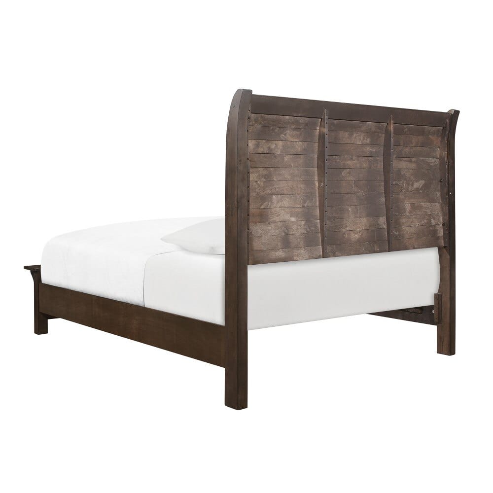 Wallace & Bay - Bonilla Gray Brown Queen Bed with Curved Plank Headboard And Built-In Bench Footboard - B510078 veiw 7