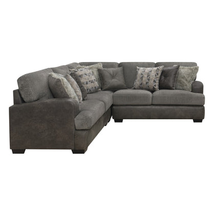 Wallace & Bay - Bright Charcoal Tweed and Faux Leather Sectional with Cozy Fabrics And Deep Seating - U510439 veiw 1