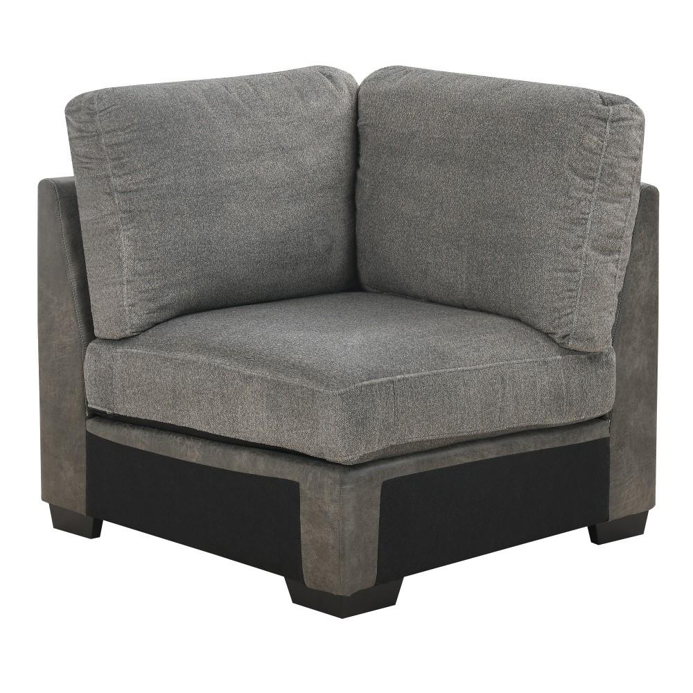 Wallace & Bay - Bright Charcoal Tweed and Faux Leather Sectional with Cozy Fabrics And Deep Seating - U510439 veiw 3