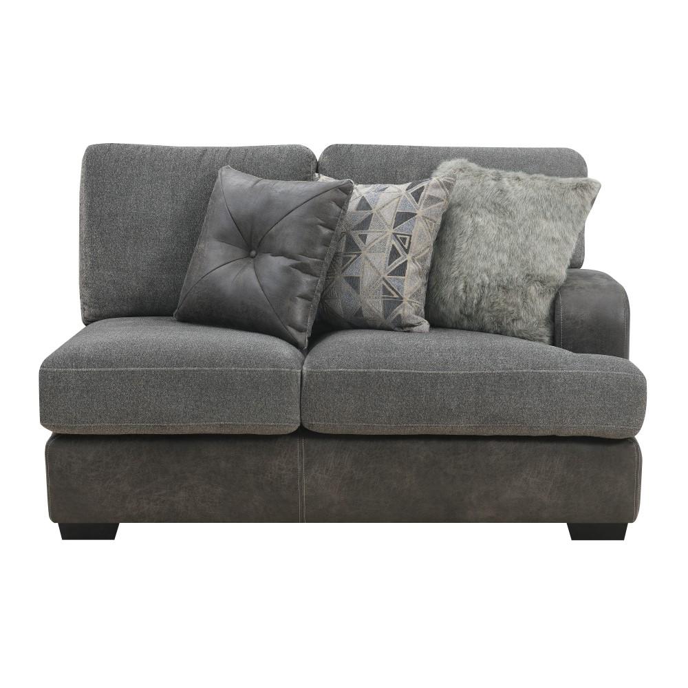 Wallace & Bay - Bright Charcoal Tweed and Faux Leather Sectional with Cozy Fabrics And Deep Seating - U510439 veiw 4