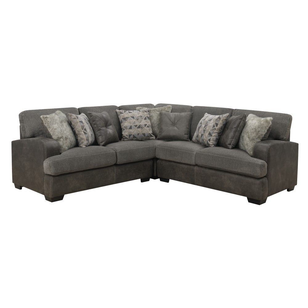 Wallace & Bay - Bright Charcoal Tweed and Faux Leather Sectional with Cozy Fabrics And Deep Seating - U510439 veiw 5