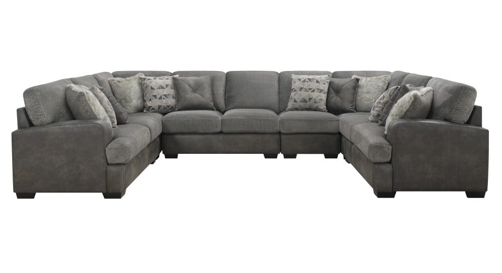 Wallace & Bay - Bright Charcoal Tweed and Faux Leather Sectional with Cozy Fabrics And Deep Seating - U510440 veiw 1