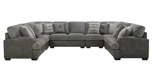 Wallace & Bay - Bright Charcoal Tweed and Faux Leather Sectional with Cozy Fabrics And Deep Seating - U510440 veiw 1