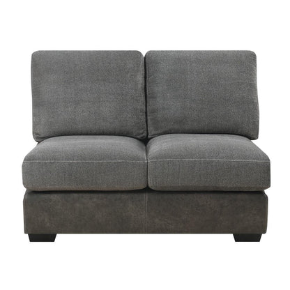 Wallace & Bay - Bright Charcoal Tweed and Faux Leather Sectional with Cozy Fabrics And Deep Seating - U510440 veiw 5