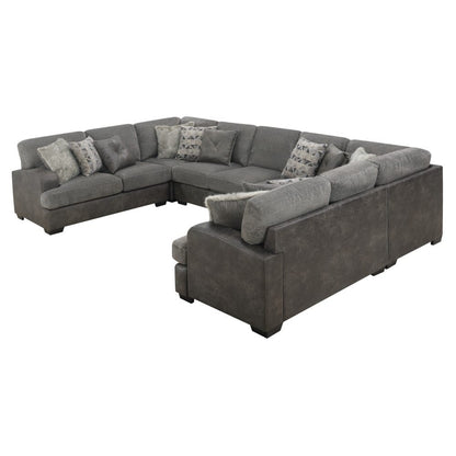 Wallace & Bay - Bright Charcoal Tweed and Faux Leather Sectional with Cozy Fabrics And Deep Seating - U510440 veiw 7