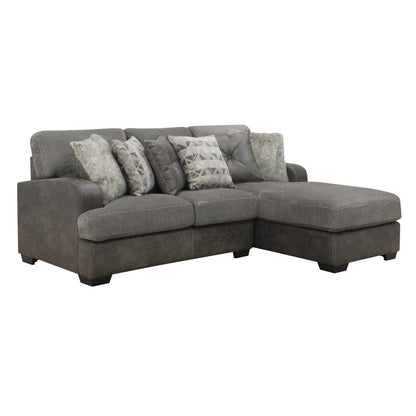 Wallace & Bay - Bright Charcoal Tweed and Faux Leather Sectional Chofa with Cozy Fabrics And Deep Seating - U510442 veiw 1