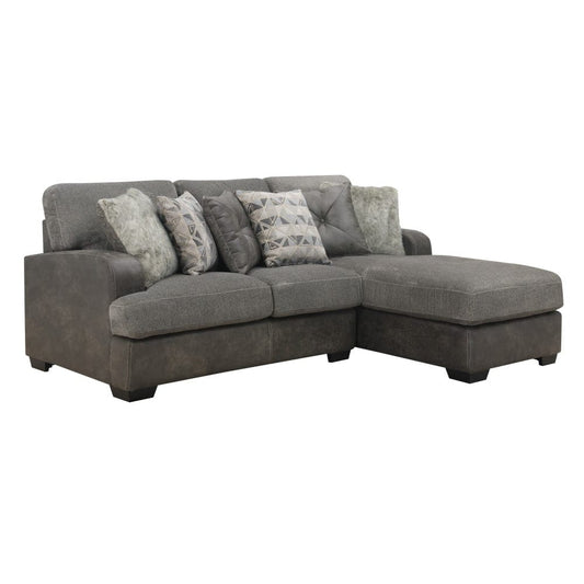 Wallace & Bay - Bright Charcoal Tweed and Faux Leather Sectional Chofa with Cozy Fabrics And Deep Seating - U510442 veiw 1