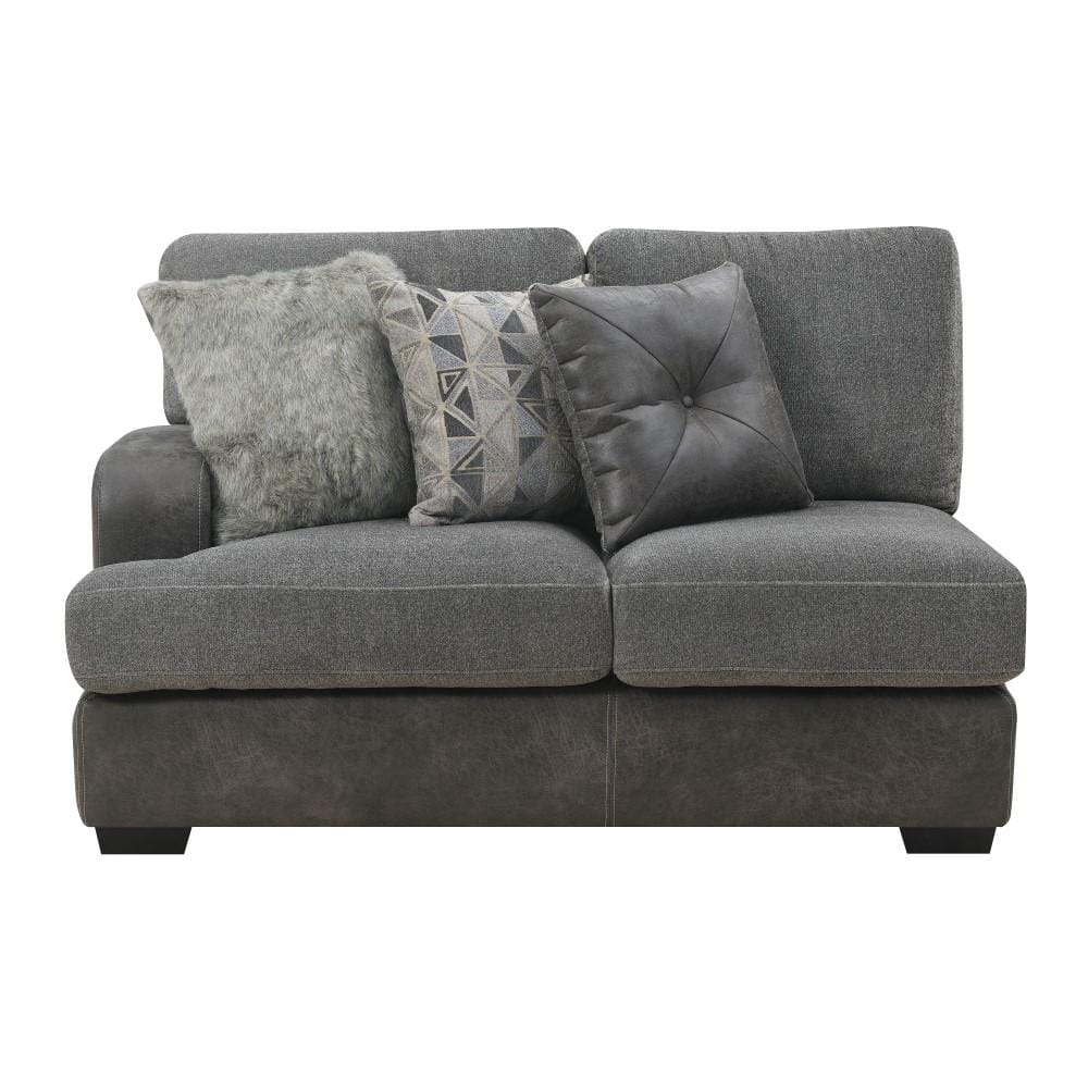 Wallace & Bay - Bright Charcoal Tweed and Faux Leather Sectional Chofa with Cozy Fabrics And Deep Seating - U510442 veiw 2