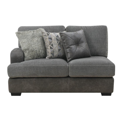 Wallace & Bay - Bright Charcoal Tweed and Faux Leather Sectional Chofa with Cozy Fabrics And Deep Seating - U510442 veiw 2