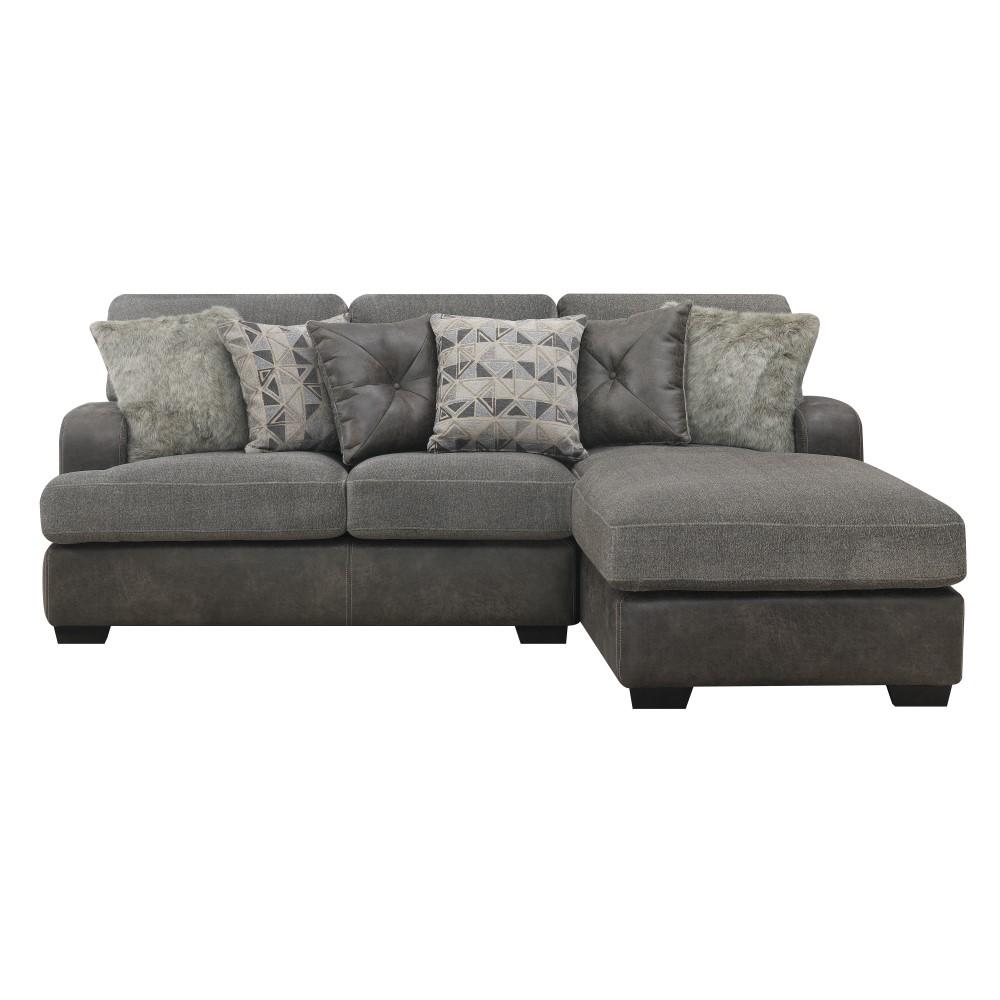 Wallace & Bay - Bright Charcoal Tweed and Faux Leather Sectional Chofa with Cozy Fabrics And Deep Seating - U510442 veiw 4