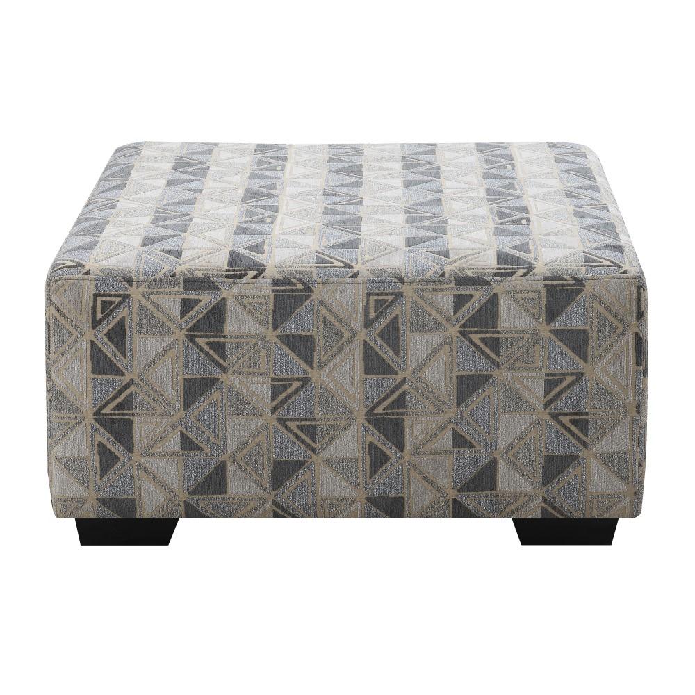 Wallace & Bay - Bright Graphic Charcoal and Faux Leather Ottoman with Tailored Top And Block Feet - U510443 veiw 1