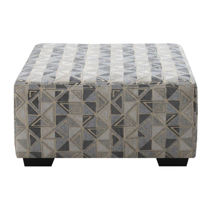 Wallace & Bay - Bright Graphic Charcoal and Faux Leather Ottoman with Tailored Top And Block Feet - U510443 veiw 1
