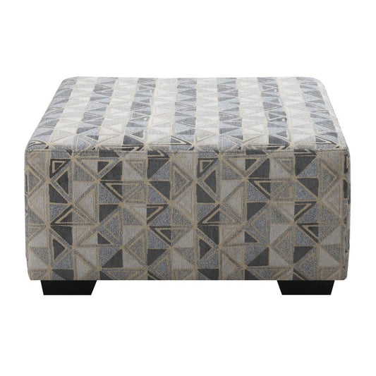 Wallace & Bay - Bright Graphic Charcoal and Faux Leather Ottoman with Tailored Top And Block Feet - U510443 veiw 1