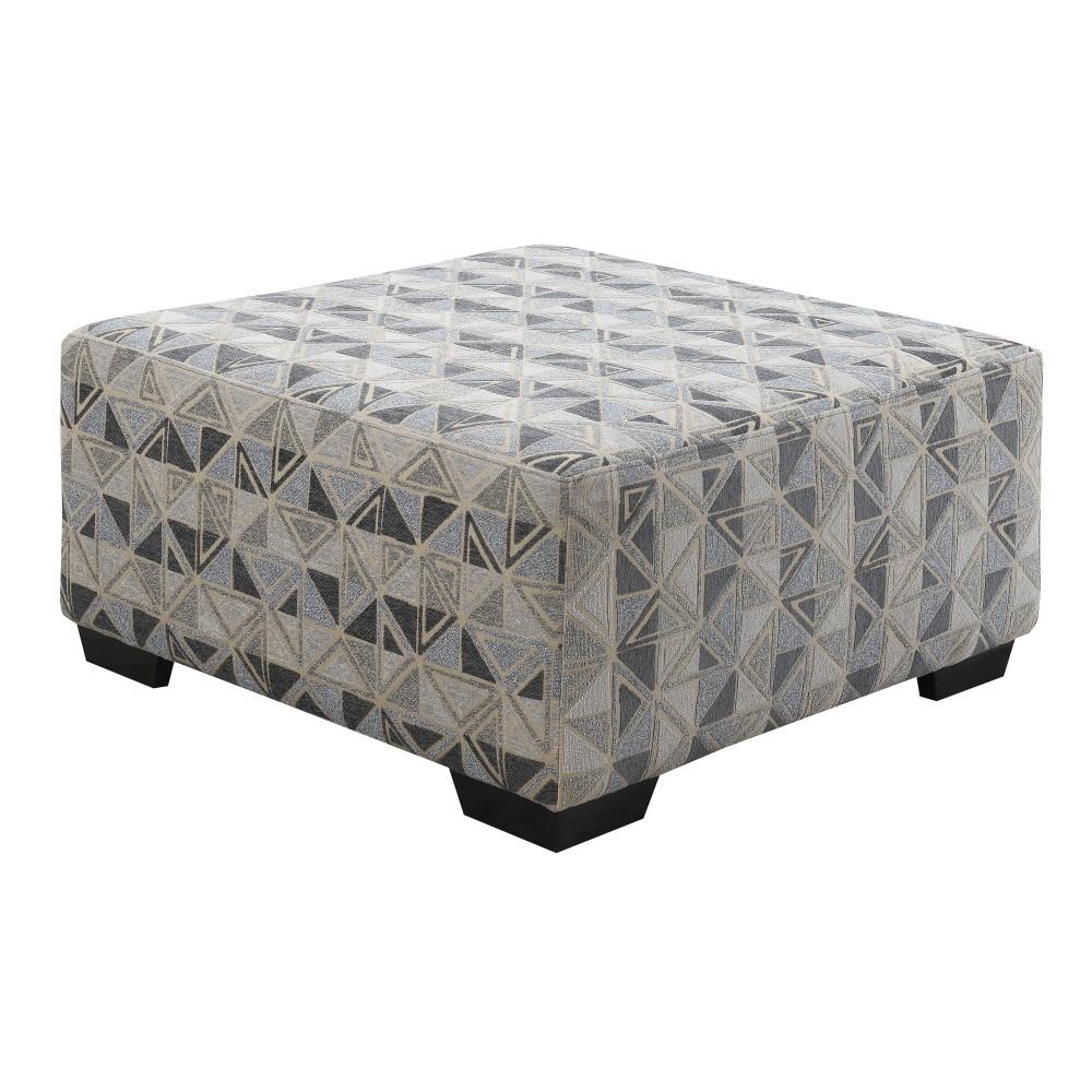 Wallace & Bay - Bright Graphic Charcoal and Faux Leather Ottoman with Tailored Top And Block Feet - U510443 veiw 2