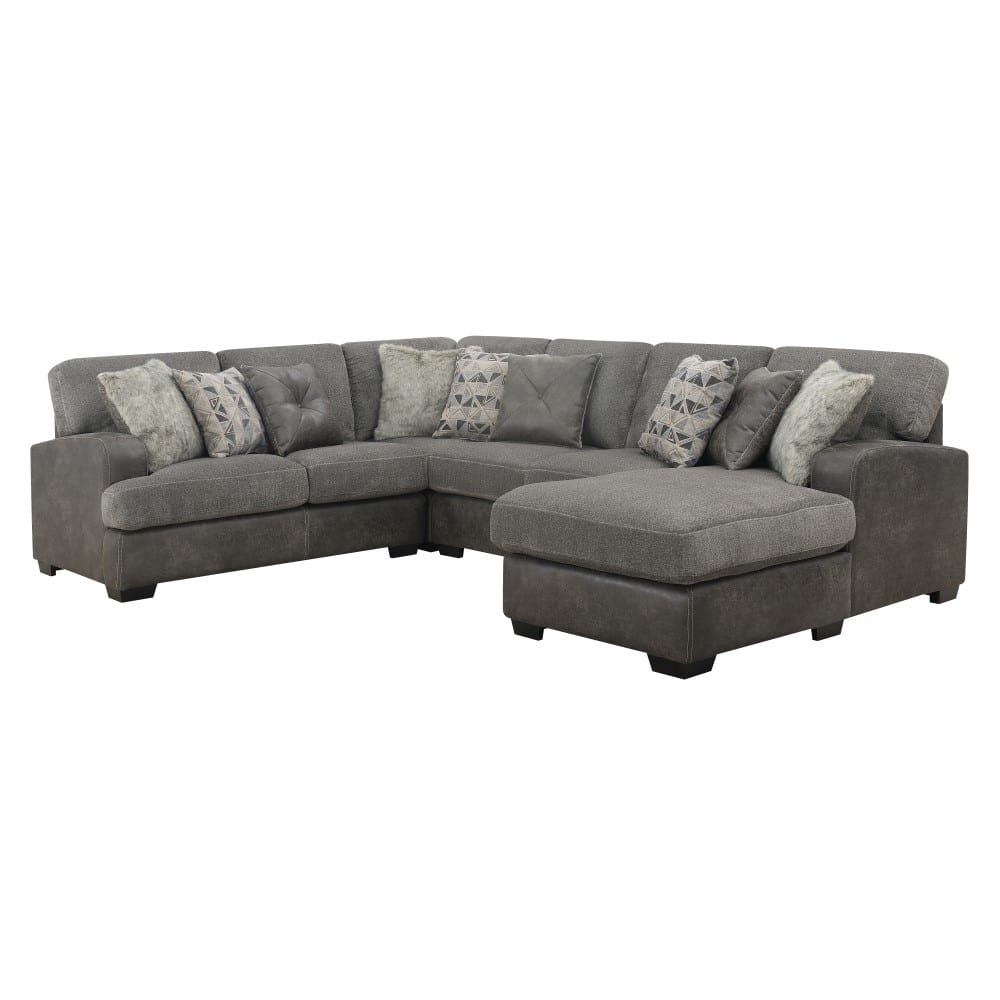 Wallace & Bay - Bright Charcoal Tweed and Faux Leather Sectional Chofa with Cozy Fabrics And Deep Seating - U510441 veiw 5
