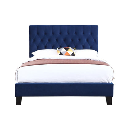 Wallace & Bay - Dalton Cobalt Velvet Twin Upholstered Bed with Tufted, Padded Headboard, And Platform-Style Base - B510020 veiw 1
