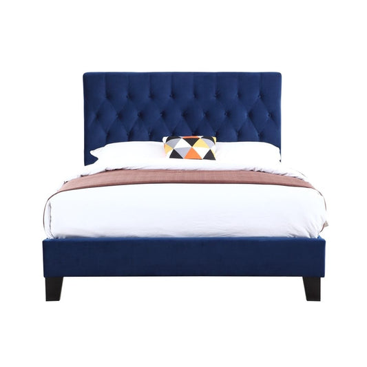 Wallace & Bay - Dalton Cobalt Velvet Twin Upholstered Bed with Tufted, Padded Headboard, And Platform-Style Base - B510020 veiw 1