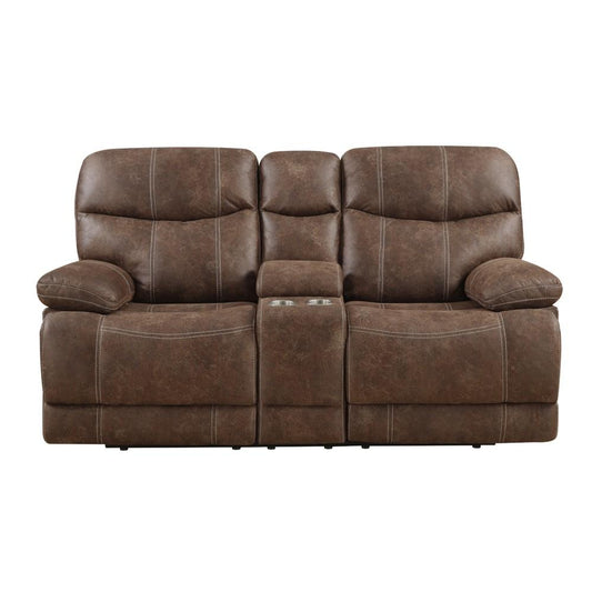 Wallace & Bay - Franklin Hickory Reclining Loveseat with Faux Leather Upholstery, Dual Reclining Seats, And Pillow Arms - U510468 veiw 1