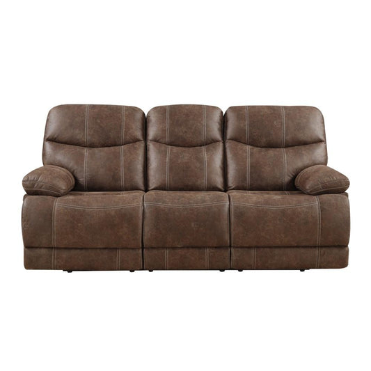 Wallace & Bay - Franklin Hickory 86in Reclining Sofa with Faux Leather Upholstery, Dual Reclining Seats, And Pillow Arms - U510466 veiw 1