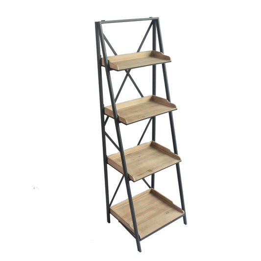 Wallace & Bay - Garza Brown and Steel Gray 18in Bookcase with Four Wood Shelves And Metal Frame - AC510000 veiw 1