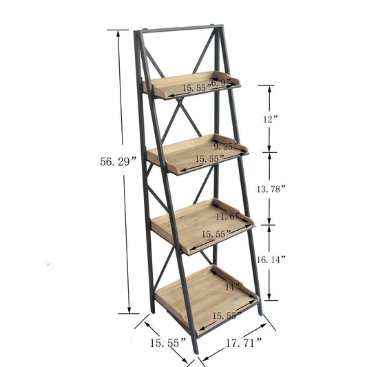 Wallace & Bay - Garza Brown and Steel Gray 18in Bookcase with Four Wood Shelves And Metal Frame - AC510000 veiw 2