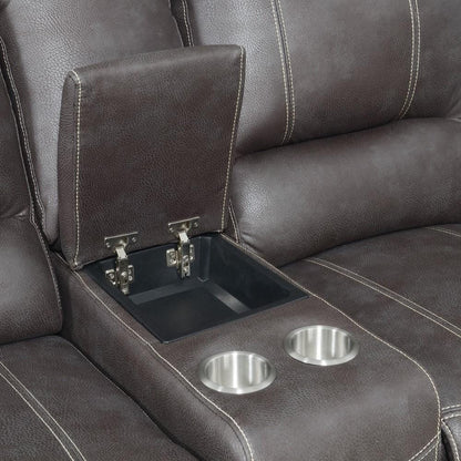 Wallace & Bay - Hansen Brown Bark Power Reclining Sectional with Faux Leather Upholstery, Dual Reclining Seats, And Pillow Arms - U60310 veiw 2