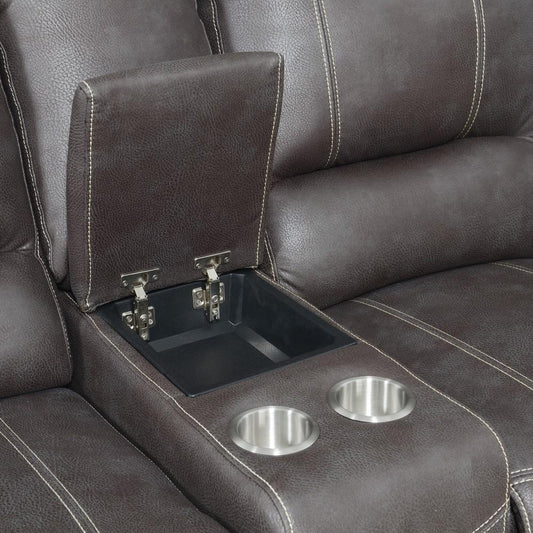 Wallace & Bay - Hansen Brown Bark Power Reclining Sectional with Faux Leather Upholstery, Dual Reclining Seats, And Pillow Arms - U60310 veiw 2