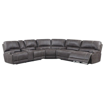Wallace & Bay - Hansen Brown Bark Power Reclining Sectional with Faux Leather Upholstery, Dual Reclining Seats, And Pillow Arms - U60310 veiw 3