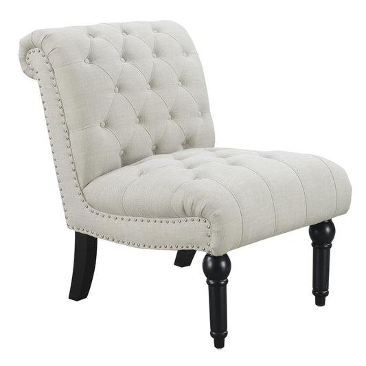 Wallace & Bay - Hardy Almost White Armless Accent Chair with Button Tufting, Nailhead Trim, And Turned Legs - U510294 veiw 1