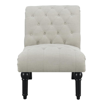 Wallace & Bay - Hardy Almost White Armless Accent Chair with Button Tufting, Nailhead Trim, And Turned Legs - U510294 veiw 2