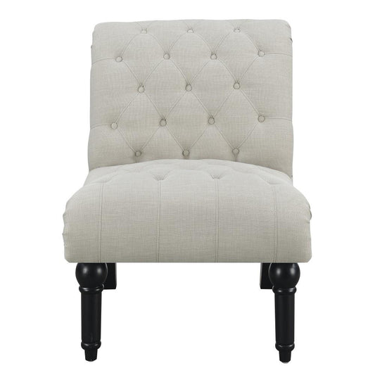 Wallace & Bay - Hardy Almost White Armless Accent Chair with Button Tufting, Nailhead Trim, And Turned Legs - U510294 veiw 2