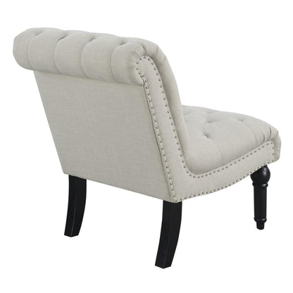 Wallace & Bay - Hardy Almost White Armless Accent Chair with Button Tufting, Nailhead Trim, And Turned Legs - U510294 veiw 3