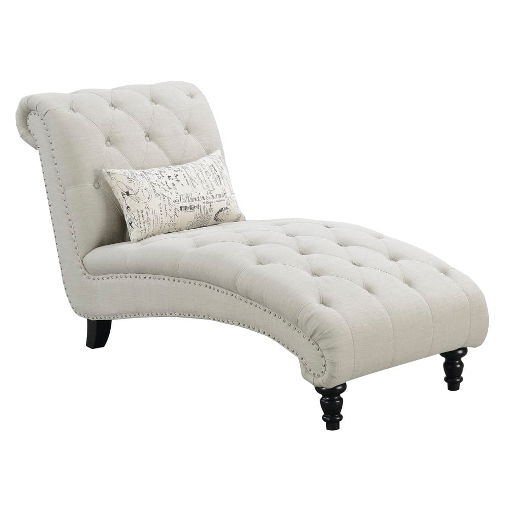 Wallace & Bay - Hardy Almost White Chaise with Button Tufting, Nailhead Trim, And Turned Legs - U510292 veiw 1