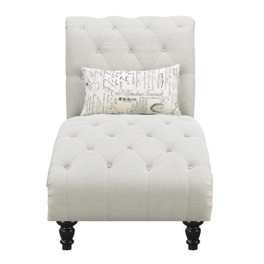 Wallace & Bay - Hardy Almost White Chaise with Button Tufting, Nailhead Trim, And Turned Legs - U510292 veiw 2