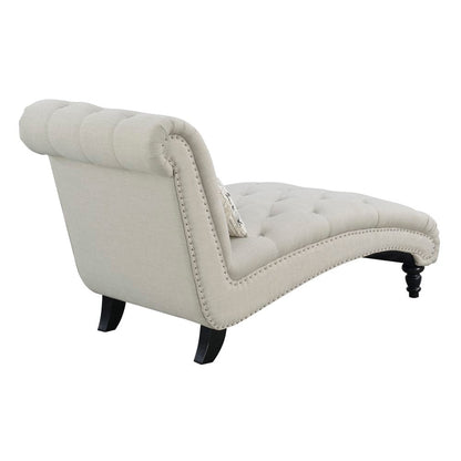Wallace & Bay - Hardy Almost White Chaise with Button Tufting, Nailhead Trim, And Turned Legs - U510292 veiw 3